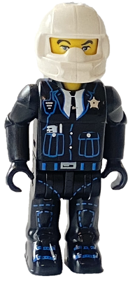 LEGO 4j002: Police – Black Legs, Black Jacket, White Helmet, Yellow Head