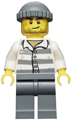 LEGO cty0457: Police – Jail Prisoner 86753 Prison Stripes, Dark Bluish Gray Knit Cap
