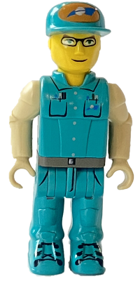 LEGO js023: Crewman with Dark Turquoise Shirt and Pants, Tan Arms