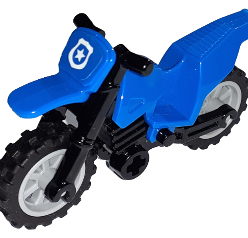 LEGO 52035c01: Motorfiets crossmotor met zwart chassis Blauw