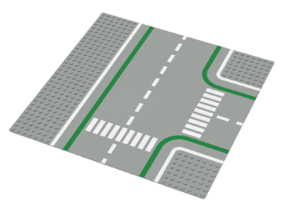 LEGO 2360p01: Baseplate, Road 32 x 32 7-Stud T Intersection with Crosswalks Pattern