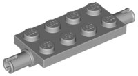 LEGO 30157: Light Bluish Gray Plate, Modified 2 x 4 with Pins and Thin Angled Supports