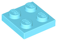 LEGO 3022: Medium Azure Plate 2 x 2