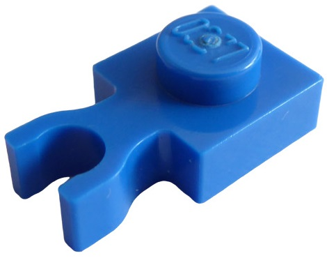 LEGO 4085b: Blue Plate, Modified 1 x 1 with U Clip Thin (Vertical Grip)