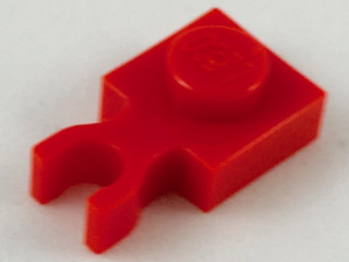 LEGO 4075b: Red Plate, Modified 1 x 1 with U Clip Thin (Vertical Grip)