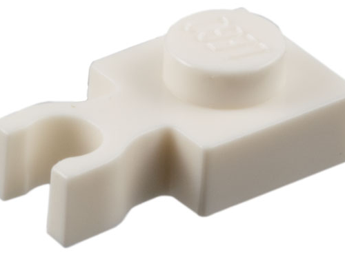 LEGO 4085b: White Plate, Modified 1 x 1 with U Clip Thin (Vertical Grip)