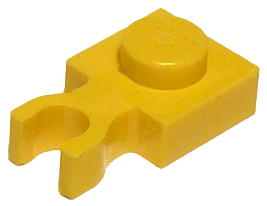 LEGO 4085b: Yellow Plate, Modified 1 x 1 with U Clip Thin (Vertical Grip)