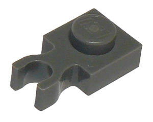 LEGO 4085b: Dark Gray Plate, Modified 1 x 1 with U Clip Thin (Vertical Grip)