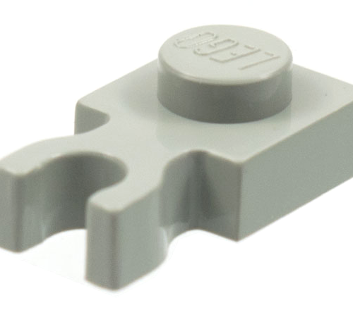 LEGO 4085c: Light Gray Plate, Modified 1 x 1 with U Clip Thick (Vertical Grip)