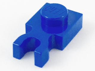 LEGO 4085c: Blue Plate, Modified 1 x 1 with U Clip Thick (Vertical Grip)