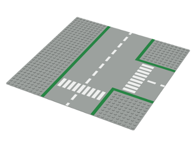 LEGO 608p01: Baseplate, Road 32 x 32 9-Stud T Intersection with Road Pattern