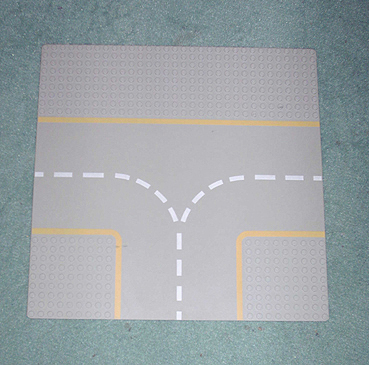 LEGO 608p03: Baseplate, Road 32 x 32 9-Stud T Intersection with Yellow Lines Pattern