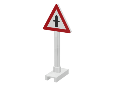 LEGO 649p02: White Road Sign Triangle with Road Crossing Pattern