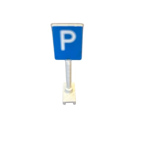 LEGO 675px01: White Road Sign Square-Tall with Parking Capital Letter P on Blue Background Pattern