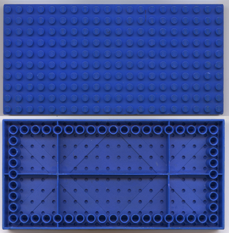 LEGO 700eD2: Brick 10 x 20 with Bottom Tubes in Single Row Around Edge, with Dual ‘+’ Cross Supports Blue