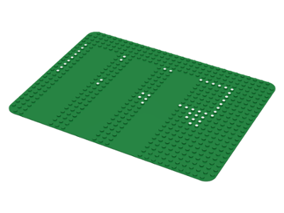 LEGO 915px1: Green Baseplate 24 x 32 with Three Driveways with Set 355 Dots Pattern for set 355