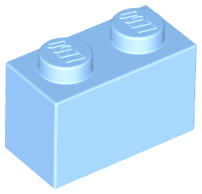 LEGO 3004: Bright Light Blue Brick 1 x 2