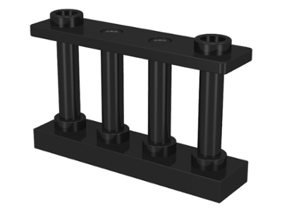 LEGO 30055: Black Fence 1 x 4 x 2 Spindled with 2 Studs