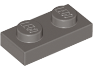 LEGO 3023: Dark Gray Plate 1 x 2